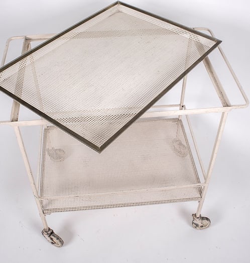 FRENCH MODERNIST white serving table MATEGOT Mid century - 3