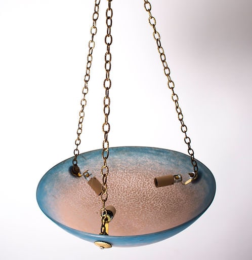 French Art-Deco marmoreal Chandelier Muller freres Nancy Croismare - 3