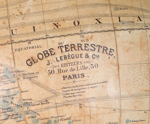 1880 LEBEGUE 14" Pair FRENCH TERRESTRIAL GLOBE with Celestial globe ANTIQUE - 6