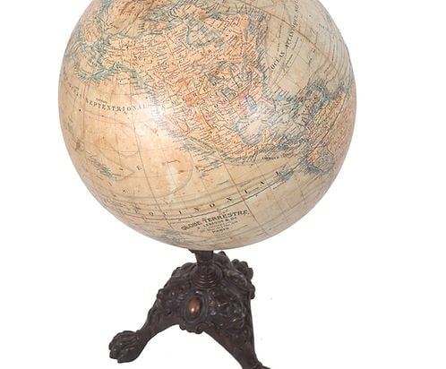 1880 LEBEGUE 14" Pair FRENCH TERRESTRIAL GLOBE with Celestial globe ANTIQUE - 8