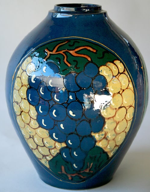 FRENCH ART DECO SIMONOD POTTERY VASE CERAMIC: French Art vase made in the 1930's ( from the signature Emile Simonod (1893-1977) , he stopped producing pottery with ceramic in the late 1930's to exclusively paint. He was a multi talented artist , 