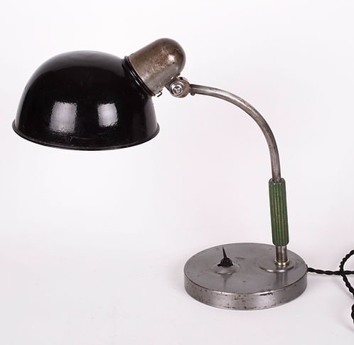 Black Bauhaus table lamp Siemens German production 1930's: In 1932, Reiniger, Gebbert & Schall (Erlangen), Phönix AG (Rudolstadt) and Siemens-Reiniger-Veifa mbH (Berlin) merged to form the Siemens-Reiniger-Werke AG ,.; Bauhaus inspired table lamp , metal