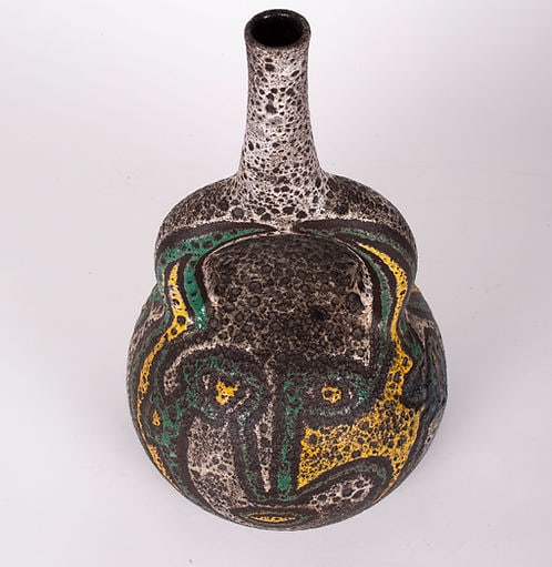 Mid-Century French Pottery ACCOLAY Ceramic stirrups vase - 3