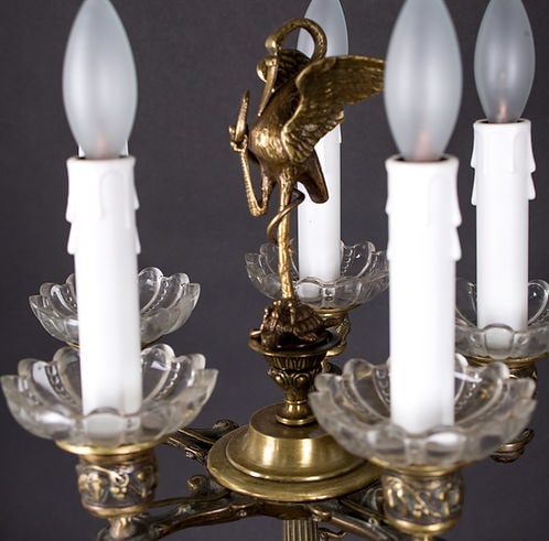 Important pair of French Restauration candelabra in gilt bronze, - 2