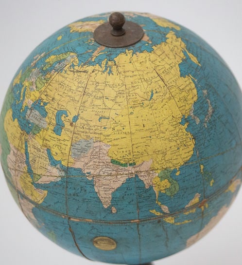 6" TERRESTRIAL ANTIQUE TABLE GLOBEWEBER COSTELLO 1930 - 2