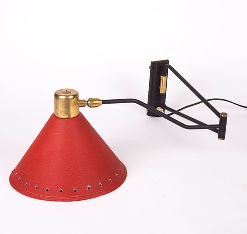 French mid century Rene Mathieu Adjustable Wall Lamp Editions Lunel - 2