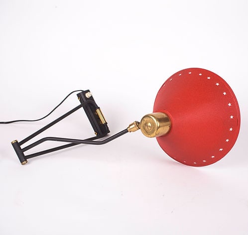 French mid century Rene Mathieu Adjustable Wall Lamp Editions Lunel - 4