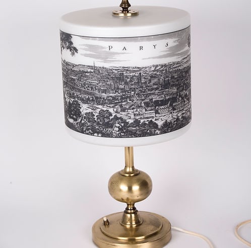 Mid century table lamp opaline in the manner of Fornasetti - 2