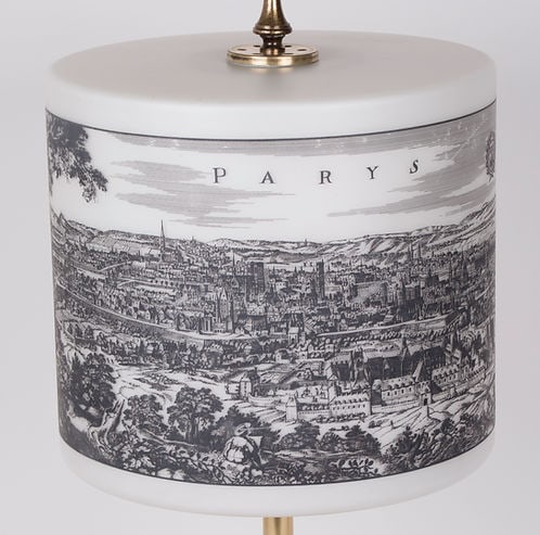 Mid century table lamp opaline in the manner of Fornasetti - 3