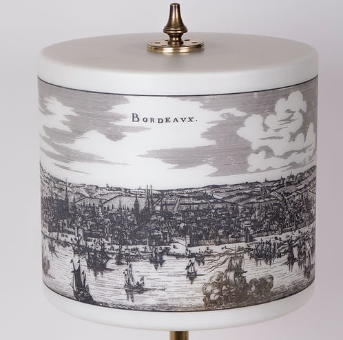 Mid century table lamp opaline in the manner of Fornasetti - 4