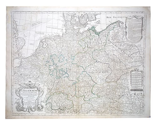 De L'Isle Philippe Buache Engraved cooper map of Germany Allemagne 1788 (1 of 3)