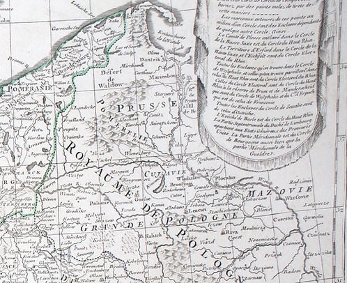 De L'Isle Philippe Buache Engraved cooper map of Germany Allemagne 1788 - 2