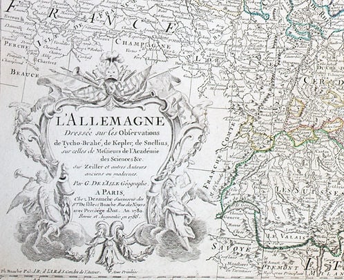 De L'Isle Philippe Buache Engraved cooper map of Germany Allemagne 1788 - 3