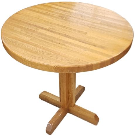 Vintage Country Style 30"D x 29"H Rustic Solid Oak Butcher Block Dining Table. Perfect for Modern - 2