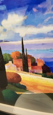 (Set 1 of 2) Max Hayslette "Provence by the Sea I" signed 24x30 Ltd Edition serigraph landscape of - 2