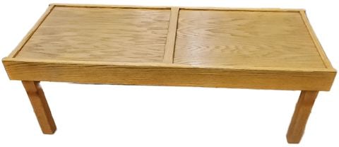 60s/70s mid-century modern solid oak 60"x 24" parsons-style coffee table or bench w/ country flair - 2