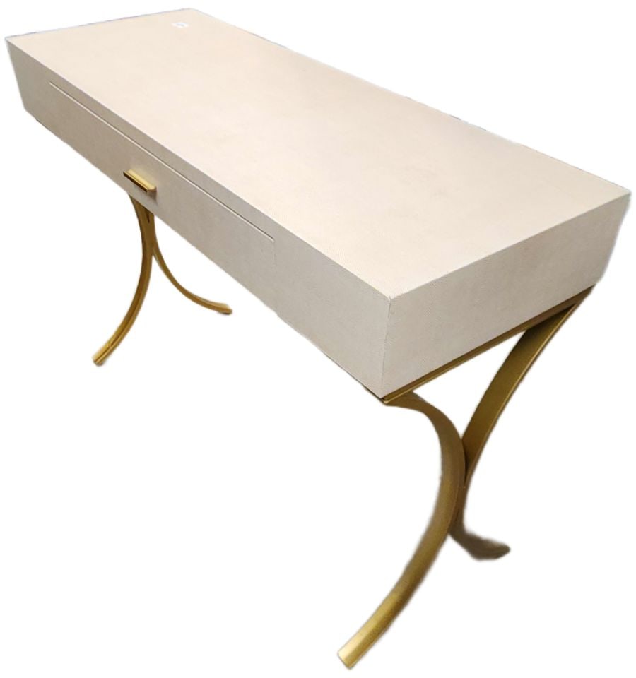 Elegant Modern 5th Avenue Vanity, Desk or Console w/ Faux Snake Skin & Gold Legs. 43.5Wx16.5Dx30.5H (1 of 7)