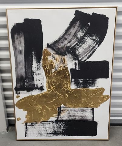 Powerful abstract giclee on canvas characterized by broad gold & black impasto brush strokes. 36x40 - 5
