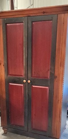 ROMWEBER Rustic 2-Door Wood Multicolor Painted Armoire w/ Center Shelf, Large Drawer and Closet - 2