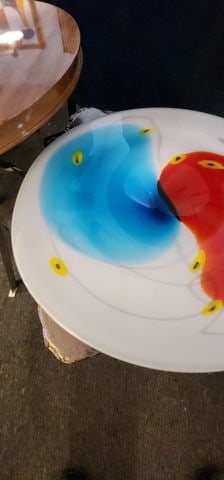 Murano -Vibrant 17"D Art Glass Centerpiece Charger Attributed to Fulvio Bianconi. - 7