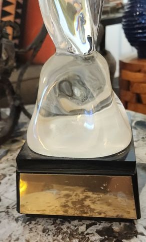 Modernist Elegant 20"H Abstract-Organic Art Glass Sculpture on Stone Base - 6