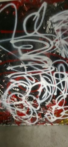 Ultra-Large Striking Modern Abstract Graffiti Style Oil Painting. Unsigned. - 3