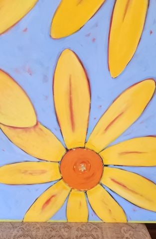 Zagarenski 60"x48" large 2000 impressionist oil painting w/ wonderful giant flowers & vibrant colors - 2