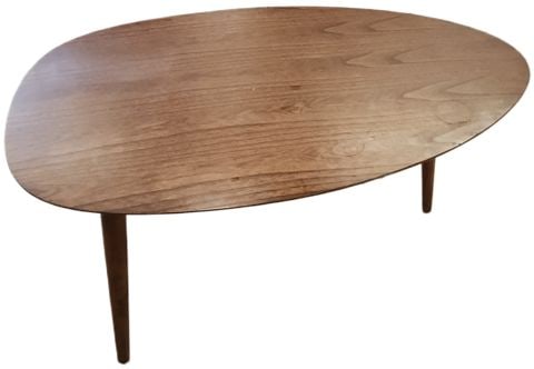 Ionic Mid-Century Modern Style Walnut Surfboard Coffee Table by Noble House Furniture - 2