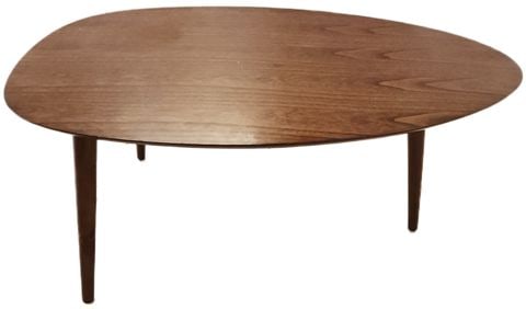 Ionic Mid-Century Modern Style Walnut Surfboard Coffee Table by Noble House Furniture - 3