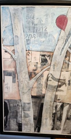 By Olivia... fabulous unique 40x60 mixed media abstract oil painting w/ wonderful messages & imagery - 5