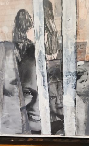 By Olivia... fabulous unique 40x60 mixed media abstract oil painting w/ wonderful messages & imagery - 6