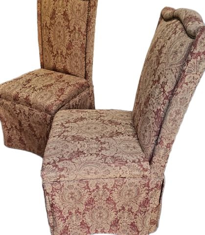 Pair of vintage Bombay Company Parsons Chairs w/ rich textured designer fabric - 3