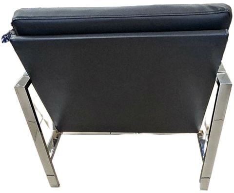Hi-Design Mid-Century Modern Style Faux Leather & Chromed Steel Accent Side Chair. 29.5W x 32D x 33H - 3