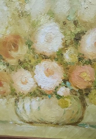 Superb Mid-Century impasto-style impressionist floral still life oil painting from 60s to 70s. - 2