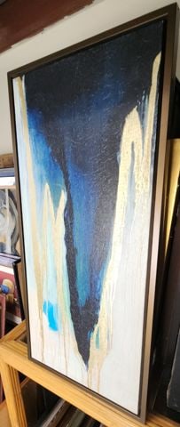 Bold abstract Giclee print oil painting on canvas making a strong artistic statement. 16"x 32" - 2