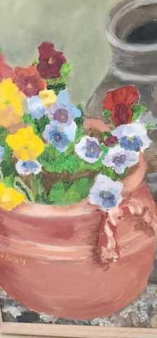 DuBoff, masterful mid-century floral still life oil painting w/ rich impasto texture. Signed - 4