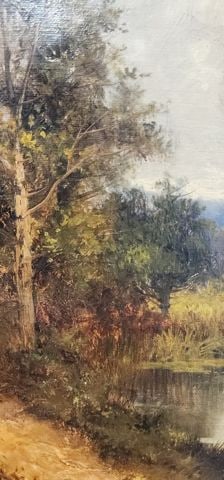 Fabulous Antique Italian Early 20th C. Landscape Oil Painting in the Manner of the Old Masters. - 4
