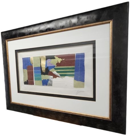 Max Hayslette, 1997 Ltd Edition Abstract Lithograph w/ Metallic Foil Accent "Cranberry Delight I" - 2