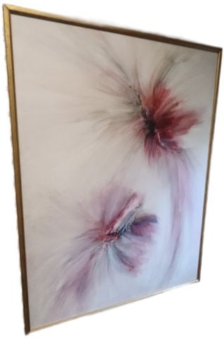 Captivating large mid-century abstract oil painting. - 2