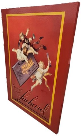 Signed Ultra-Large Vintage "Suchard Chocolate" Mixed Media representation of historic French poster. - 4
