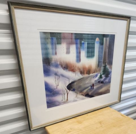 Carol Reilley, "A Winter Walk" Captivating Signed Impressionist Lithograph Framed under Glass - 4