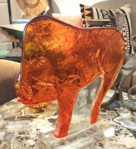 Rare Mid-Century Murano Block-Glass Sculpture attributed to Alfredo Barbini.14.5Hx14Wx4D. Unsigned. - 2
