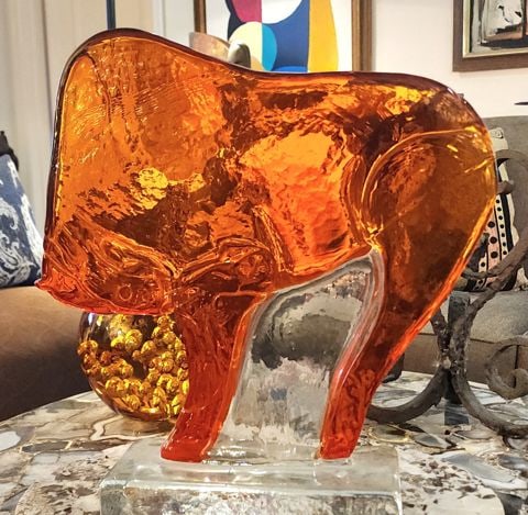 Rare Mid-Century Murano Block-Glass Sculpture attributed to Alfredo Barbini.14.5Hx14Wx4D. Unsigned. - 3