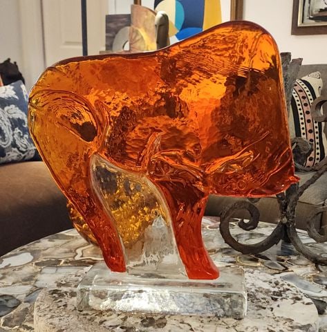 Rare Mid-Century Murano Block-Glass Sculpture attributed to Alfredo Barbini.14.5Hx14Wx4D. Unsigned. - 4