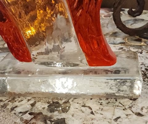 Rare Mid-Century Murano Block-Glass Sculpture attributed to Alfredo Barbini.14.5Hx14Wx4D. Unsigned. - 5