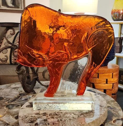 Rare Mid-Century Murano Block-Glass Sculpture attributed to Alfredo Barbini.14.5Hx14Wx4D. Unsigned. - 6