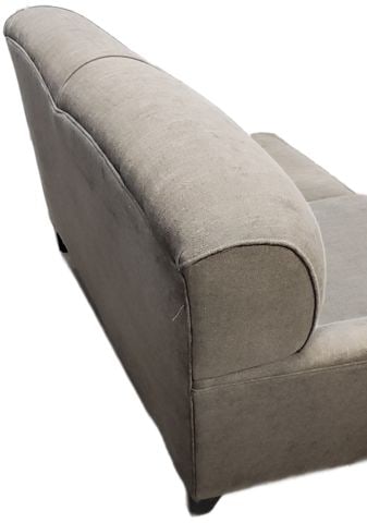 Vintage mid-century Bauhaus Style hi-back sofa loveseat w/ great textured iridescent gray fabric. - 5