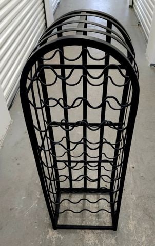 Vintage floor-standing black iron wine rack. A real statement piece for a modern or country decor. - 2
