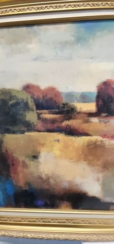 Bold 30x40 vintage impressionist landscape oil painting w/ vibrant colors & texture in guilded frame - 3