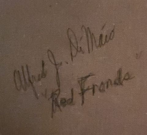 Alfred DiMaio, Signed original acrylic vivid abstract painting on linen titled "Red Friends". 36x36 - 7